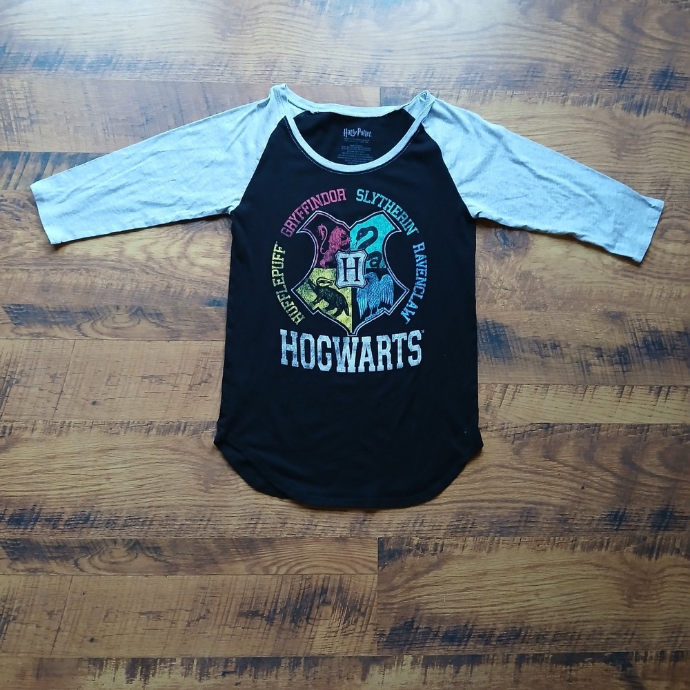 Wizarding World Harry Potter Womes Size Large 3/4‎ Sleeve Raglan Hogwarts Crest